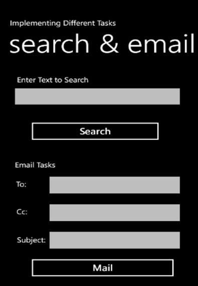 Search Task and Email Compose Task in Windows Phone